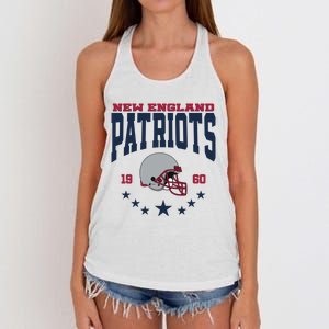 New England Football Lover Team Patriots 1960 Women's Knotted Racerback Tank