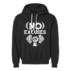 No Excuses Funny Bodybuilding Gym Workout Garment-Dyed Fleece Hoodie