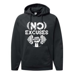 No Excuses Funny Bodybuilding Gym Workout Performance Fleece Hoodie