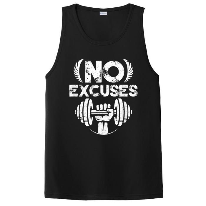 No Excuses Funny Bodybuilding Gym Workout PosiCharge Competitor Tank