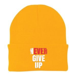 Never Ever Give Up Knit Cap Winter Beanie