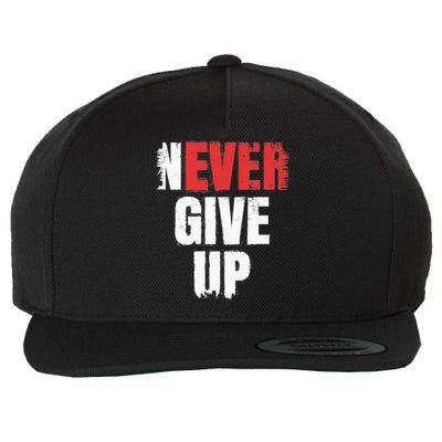 Never Ever Give Up Wool Snapback Cap