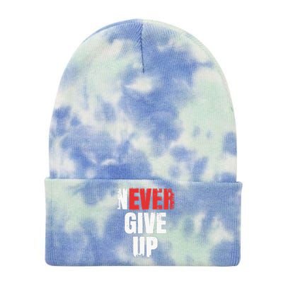 Never Ever Give Up Tie Dye 12in Knit Beanie