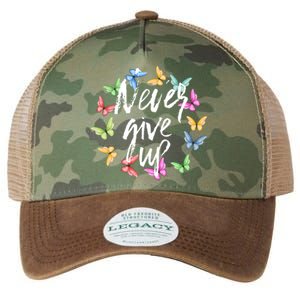 Never Ever Give Up Cool Novelty Quotes Graphic Legacy Tie Dye Trucker Hat