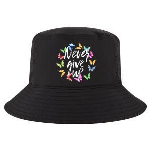 Never Ever Give Up Cool Novelty Quotes Graphic Cool Comfort Performance Bucket Hat