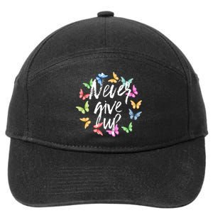 Never Ever Give Up Cool Novelty Quotes Graphic 7-Panel Snapback Hat