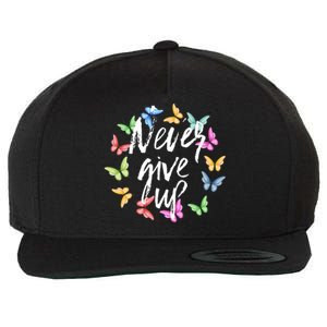 Never Ever Give Up Cool Novelty Quotes Graphic Wool Snapback Cap