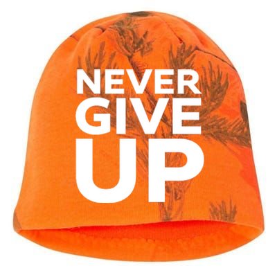 Never Ever Give Up Inspirational Motivational Quotes Saying Kati - Camo Knit Beanie