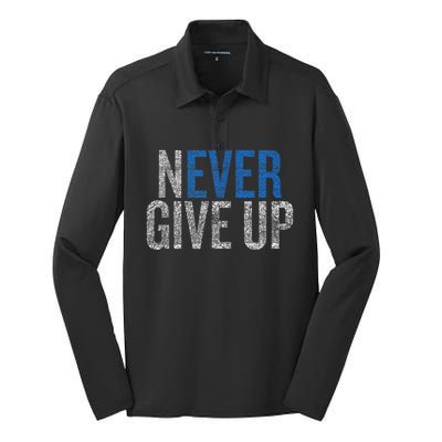 Never Ever Give Up Silk Touch Performance Long Sleeve Polo