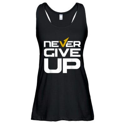 Never Ever Give Up Inspirational Motivational Quotes Saying Ladies Essential Flowy Tank