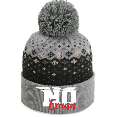 No Excuses Gym Motivation Graphic The Baniff Cuffed Pom Beanie