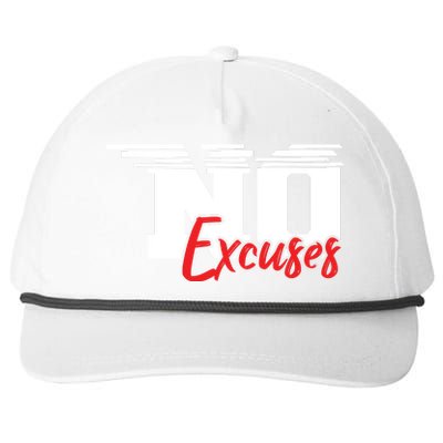 No Excuses Gym Motivation Graphic Snapback Five-Panel Rope Hat