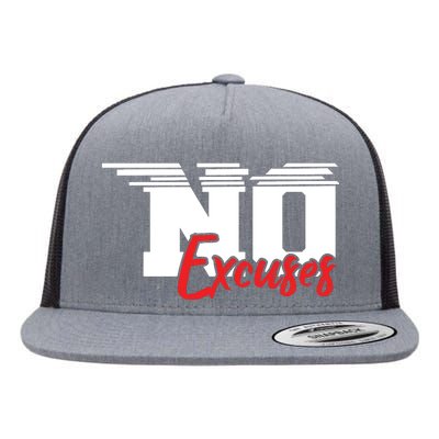 No Excuses Gym Motivation Graphic Flat Bill Trucker Hat