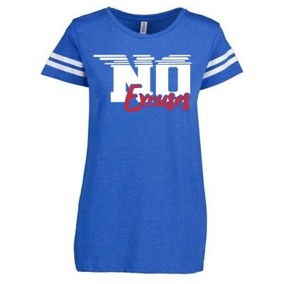 No Excuses Gym Motivation Graphic Enza Ladies Jersey Football T-Shirt