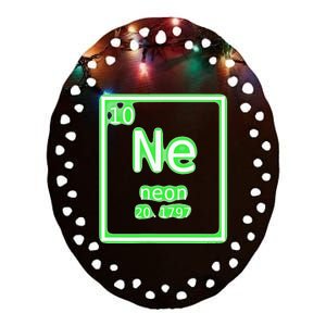 Neon Element Green Periodic Table Chemistry Nerd Costume Ceramic Oval Ornament