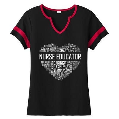 Nurse Educator Heart Nurse Educator Characteristics Ladies Halftime Notch Neck Tee