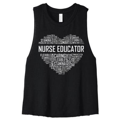 Nurse Educator Heart Nurse Educator Characteristics Women's Racerback Cropped Tank