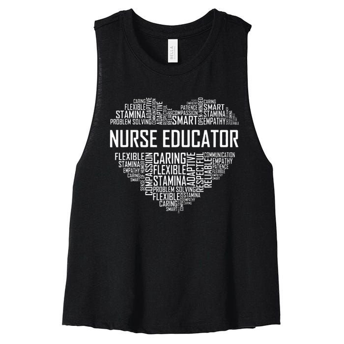 Nurse Educator Heart Nurse Educator Characteristics Women's Racerback Cropped Tank