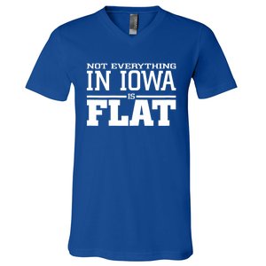 Not Everything In Iowa Is Flat Funny Sarcasm Saying V-Neck T-Shirt