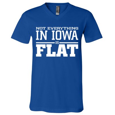 Not Everything In Iowa Is Flat Funny Sarcasm Saying V-Neck T-Shirt