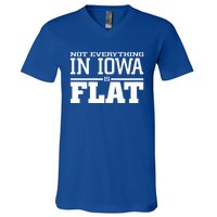 Not Everything In Iowa Is Flat Funny Sarcasm Saying V-Neck T-Shirt