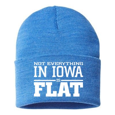Not Everything In Iowa Is Flat Funny Sarcasm Saying Sustainable Knit Beanie