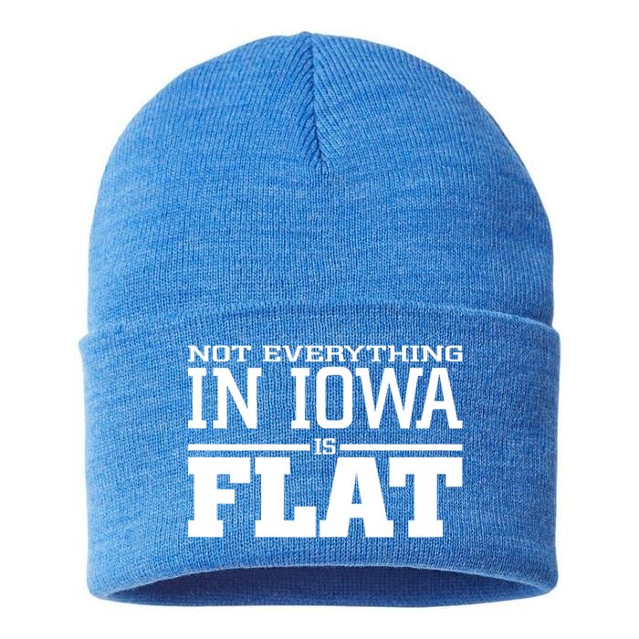 Not Everything In Iowa Is Flat Funny Sarcasm Saying Sustainable Knit Beanie