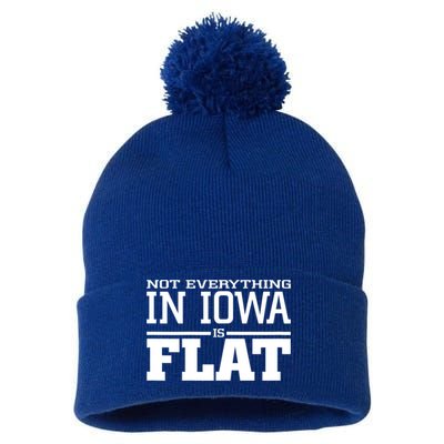 Not Everything In Iowa Is Flat Funny Sarcasm Saying Pom Pom 12in Knit Beanie