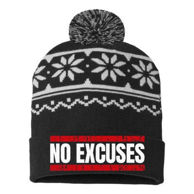 No Excuses Inspirational Saying Motivational Gym Workout USA-Made Snowflake Beanie