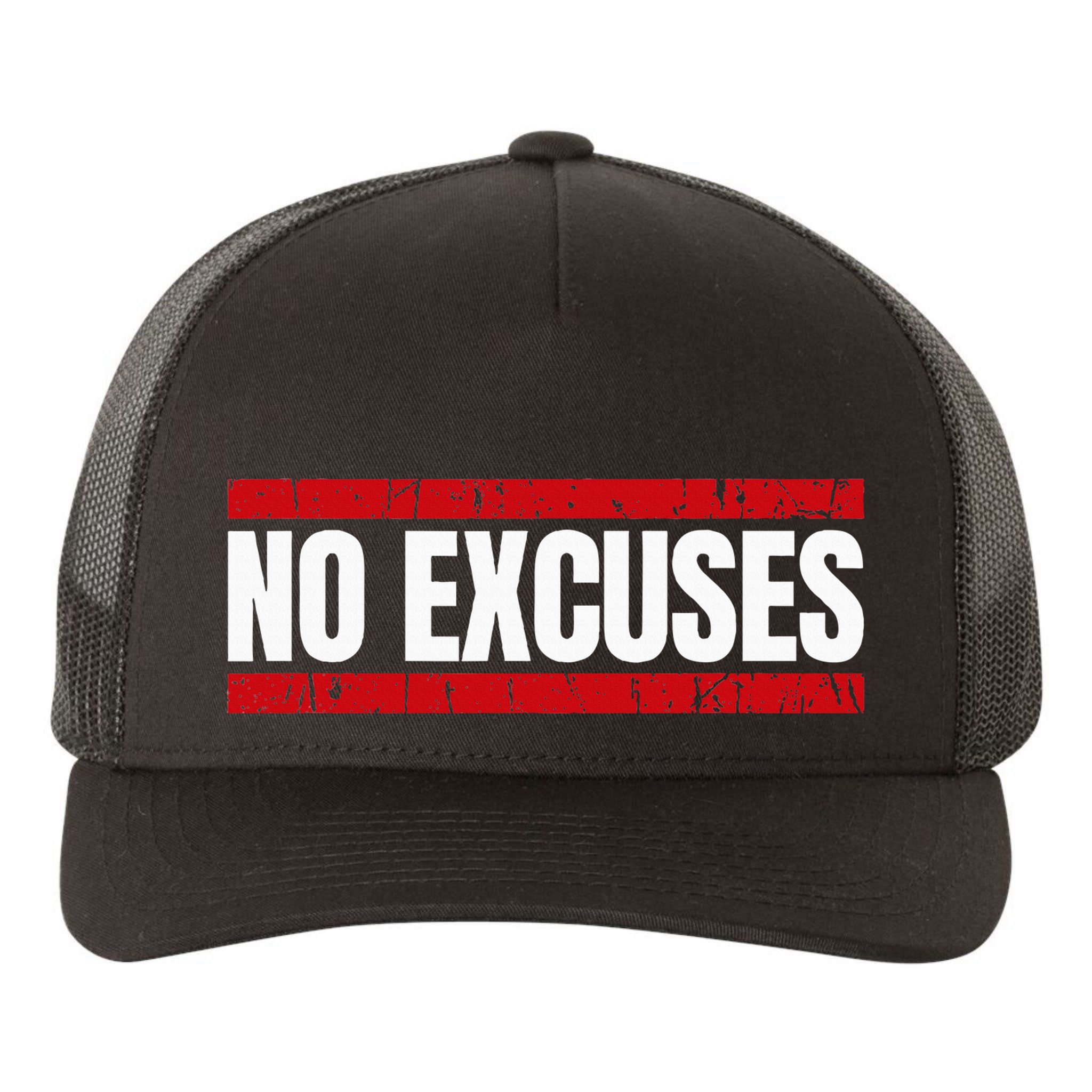 No Excuses Inspirational Saying Motivational Gym Workout Yupoong Adult 5-Panel Trucker Hat