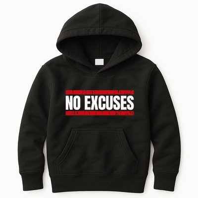 No Excuses Inspirational Saying Motivational Gym Workout Kids Hoodie