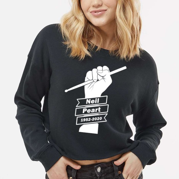 Neil Peart In Loving Memory Greatest Drummer Cropped Pullover Crew