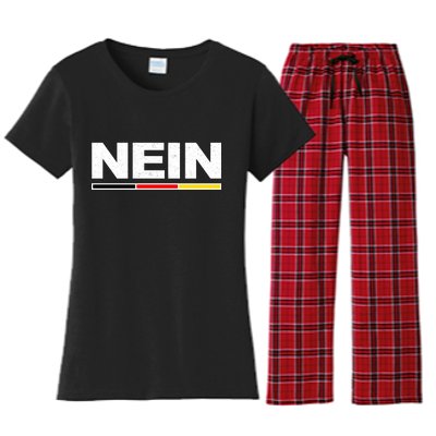 Nein German Funny Oktoberfest Women's Flannel Pajama Set