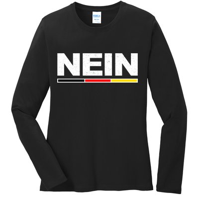 Nein German Funny Oktoberfest Ladies Long Sleeve Shirt