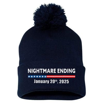 Nightmare Ending January 20th 2025 Funny Pro Trump 2025 Pom Pom 12in Knit Beanie