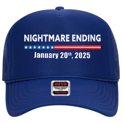 Nightmare Ending January 20th 2025 Funny Pro Trump 2025 High Crown Mesh Back Trucker Hat