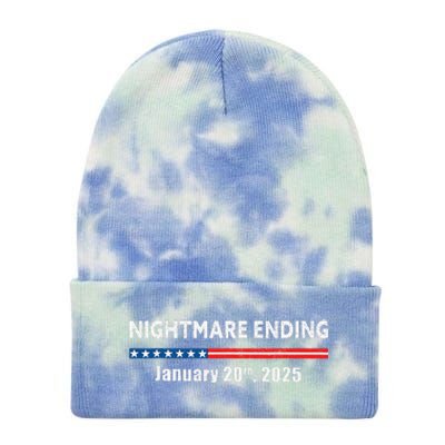 Nightmare Ending January 20th 2025 Funny Pro Trump 2025 Tie Dye 12in Knit Beanie