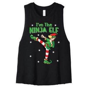 Ninja Elf Karate Taekwondo Martial Arts Mma Christmas Women's Racerback Cropped Tank