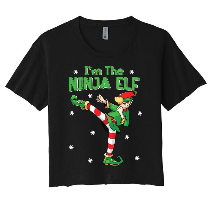 Ninja Elf Karate Taekwondo Martial Arts Mma Christmas Women's Crop Top Tee