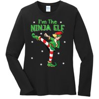 Ninja Elf Karate Taekwondo Martial Arts Mma Christmas Ladies Long Sleeve Shirt