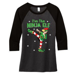 Ninja Elf Karate Taekwondo Martial Arts Mma Christmas Women's Tri-Blend 3/4-Sleeve Raglan Shirt