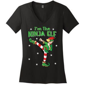 Ninja Elf Karate Taekwondo Martial Arts Mma Christmas Women's V-Neck T-Shirt