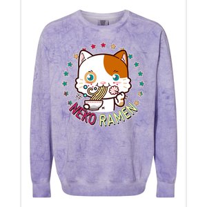 Neko Ramen Noodle Cat Colorblast Crewneck Sweatshirt