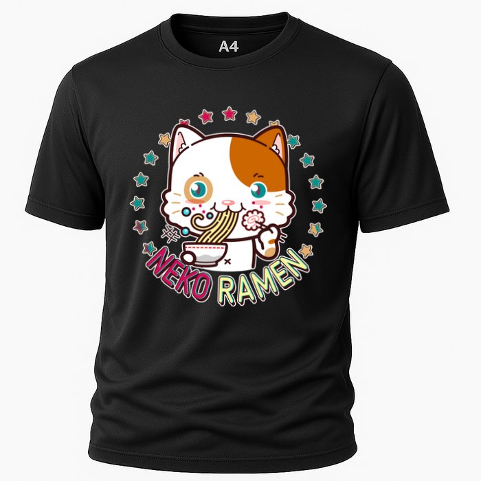 Neko Ramen Noodle Cat Cooling Performance Crew T-Shirt