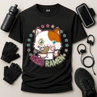 Neko Ramen Noodle Cat Cooling Performance Crew T-Shirt