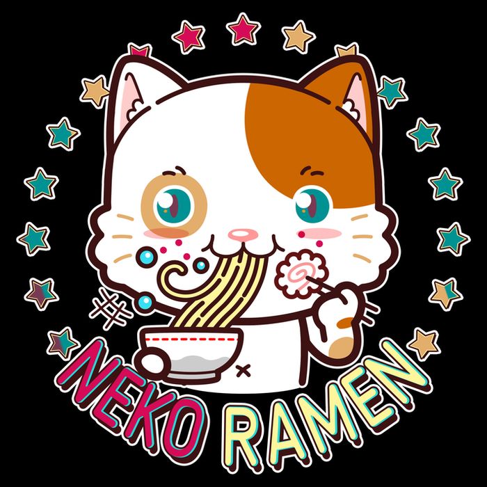 Neko Ramen Noodle Cat Cooling Performance Crew T-Shirt