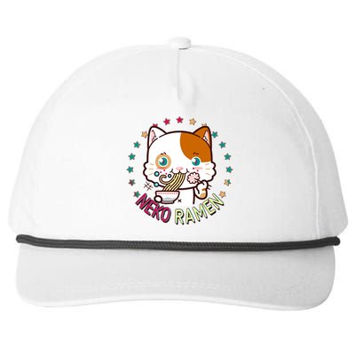 Neko Ramen Noodle Cat Snapback Five-Panel Rope Hat