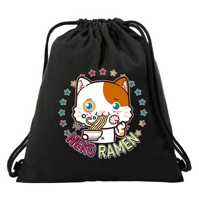 Neko Ramen Noodle Cat Drawstring Bag