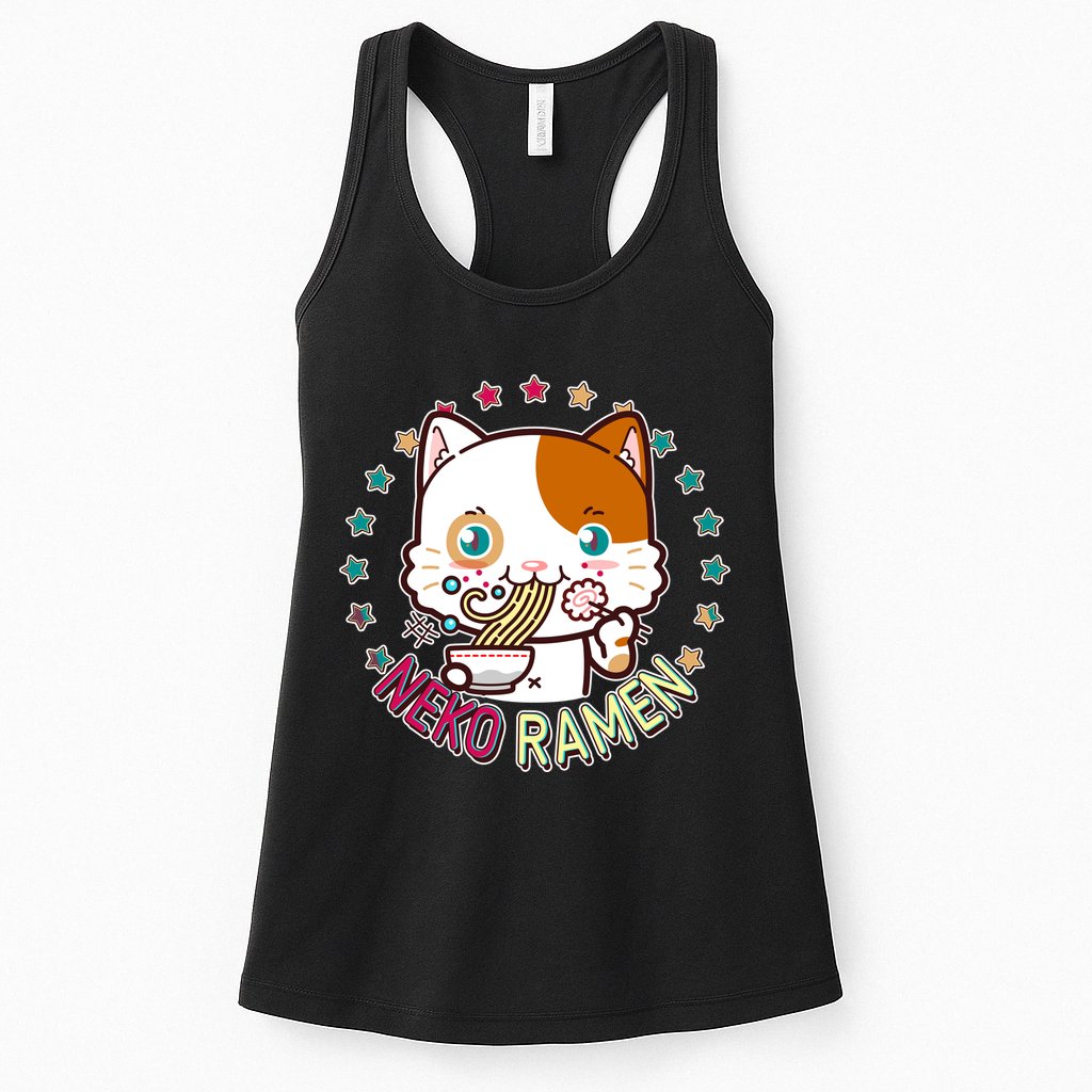 Neko Ramen Noodle Cat Womens Tank Top