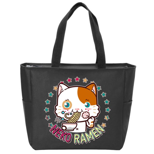 Neko Ramen Noodle Cat Zip Tote Bag